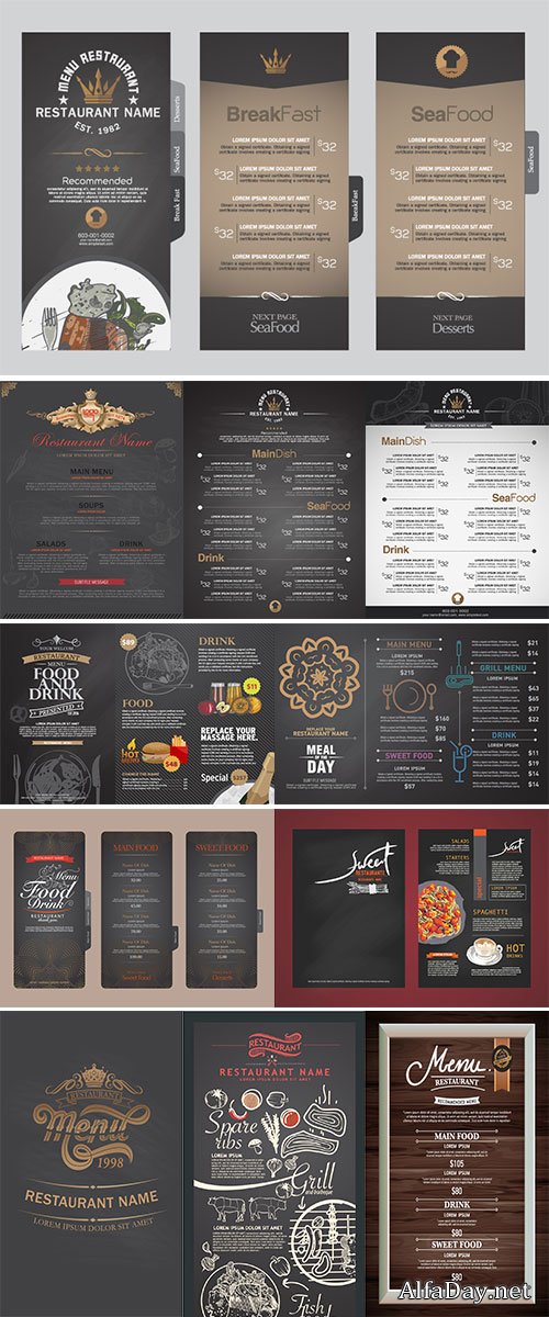Menus are designed exquisitely beautiful, stylish and easy to use Stock vectors