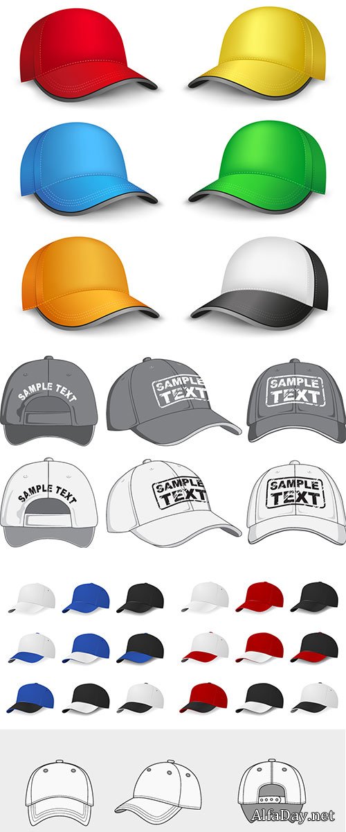 Stock Baseball caps vectors