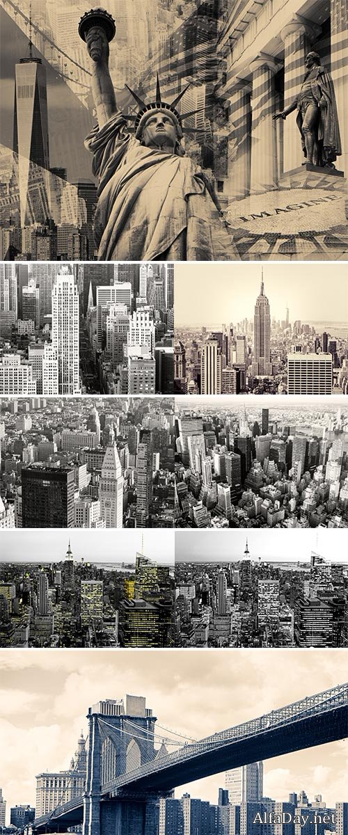 Stock Image Black and white view of New York City including the Chrysler Building