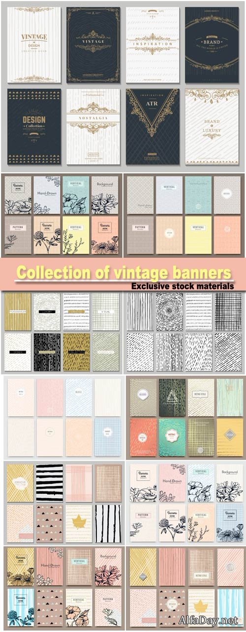 Collection of vintage banners and backgrounds