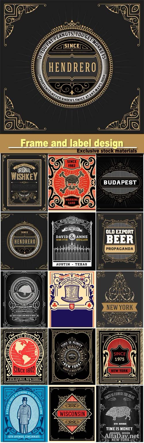 Art decor frame and label design, baroque card, vector layered