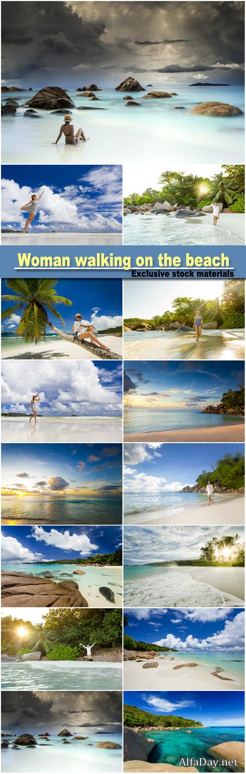 Beautiful woman walking on the beach