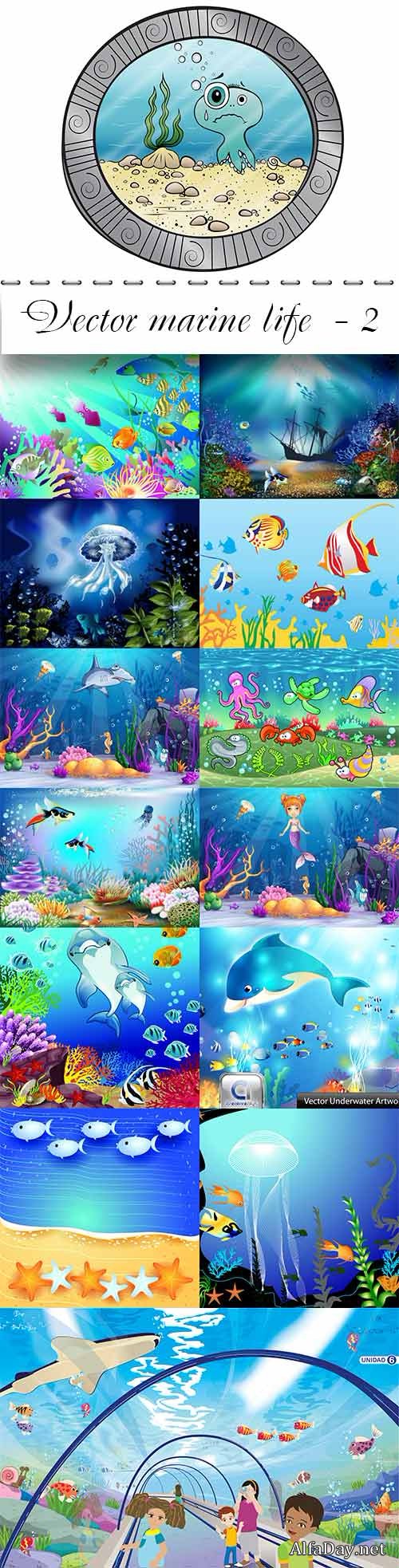 ����, ��������� �����, �����, ����� - ��������� ���� / Vector marine life