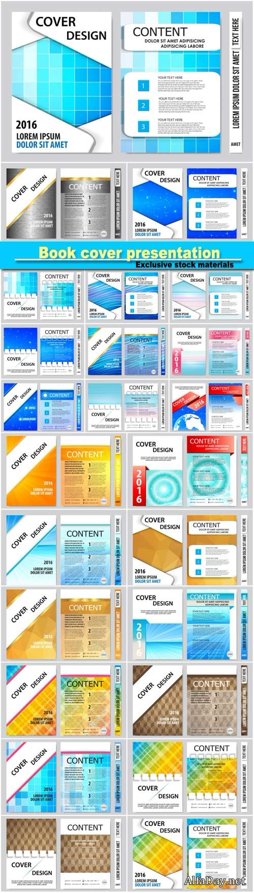 Book cover presentation, geometric background