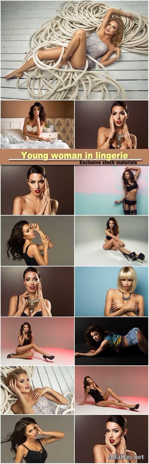 Portrait of young woman in lingerie