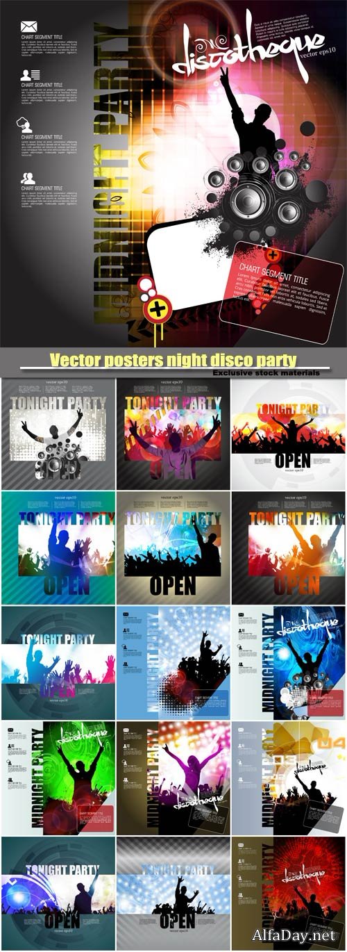 Vector posters night disco party