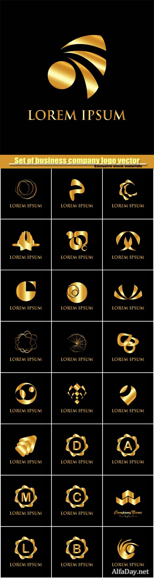 Set of golden business company logo vector