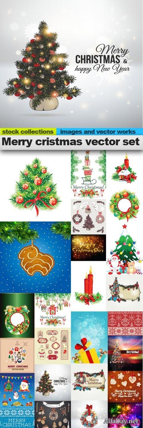 Merry cristmas vector set