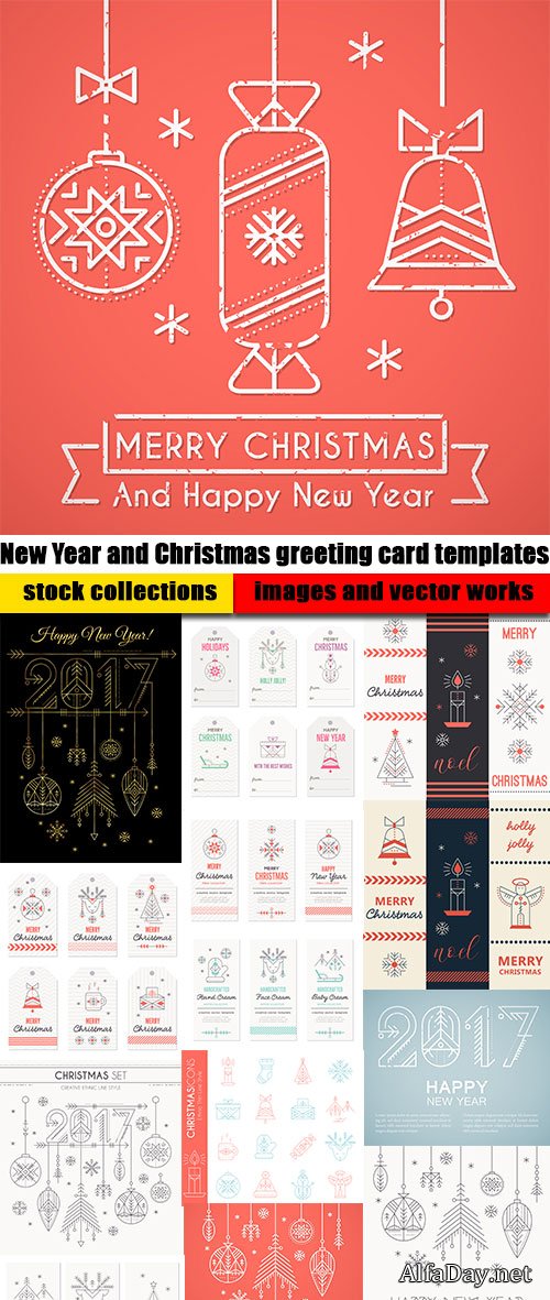New Year and Christmas greeting card templates