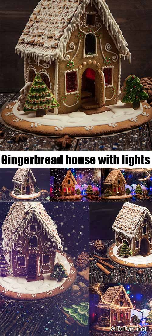 Gingerbread house with lights
