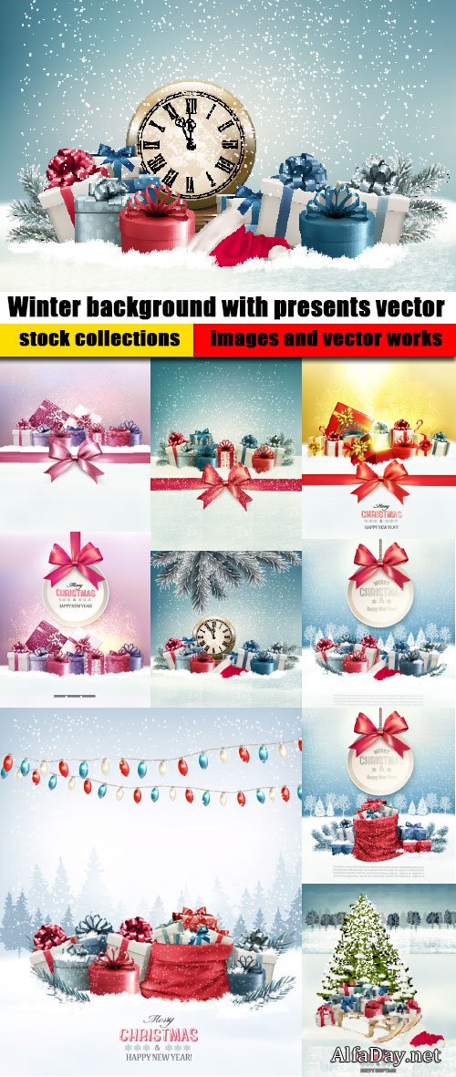 Winter background with presents vector