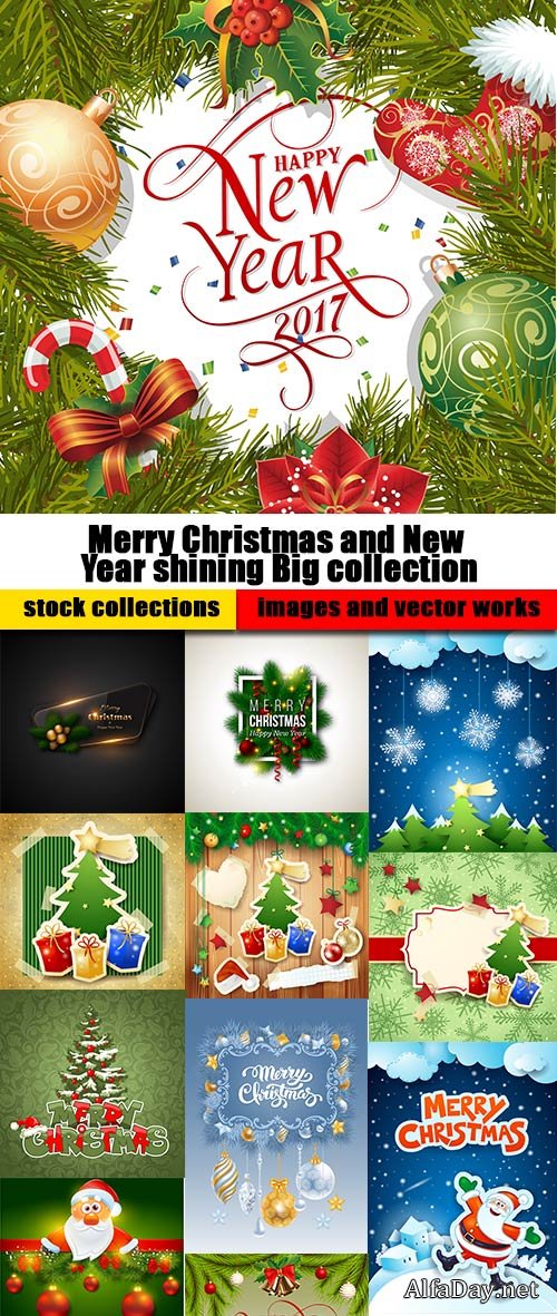 Merry Christmas and New Year shining Big collection