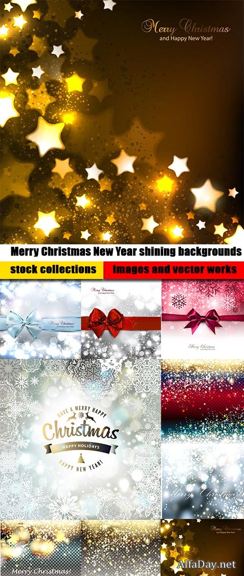 Merry Christmas New Year shining backgrounds