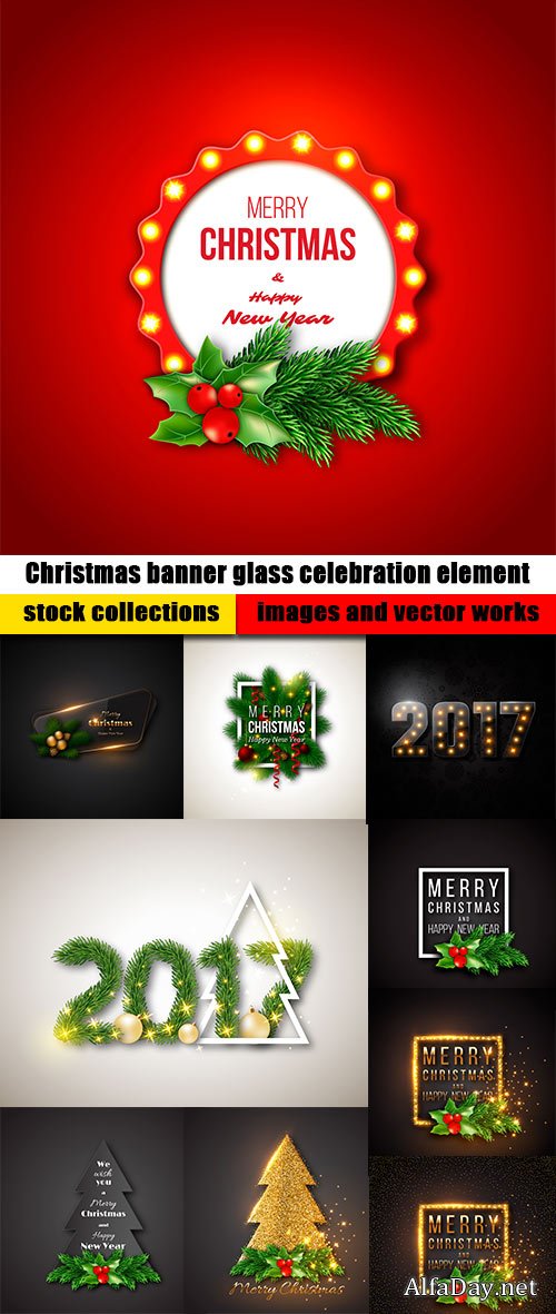 Christmas banner glass celebration element