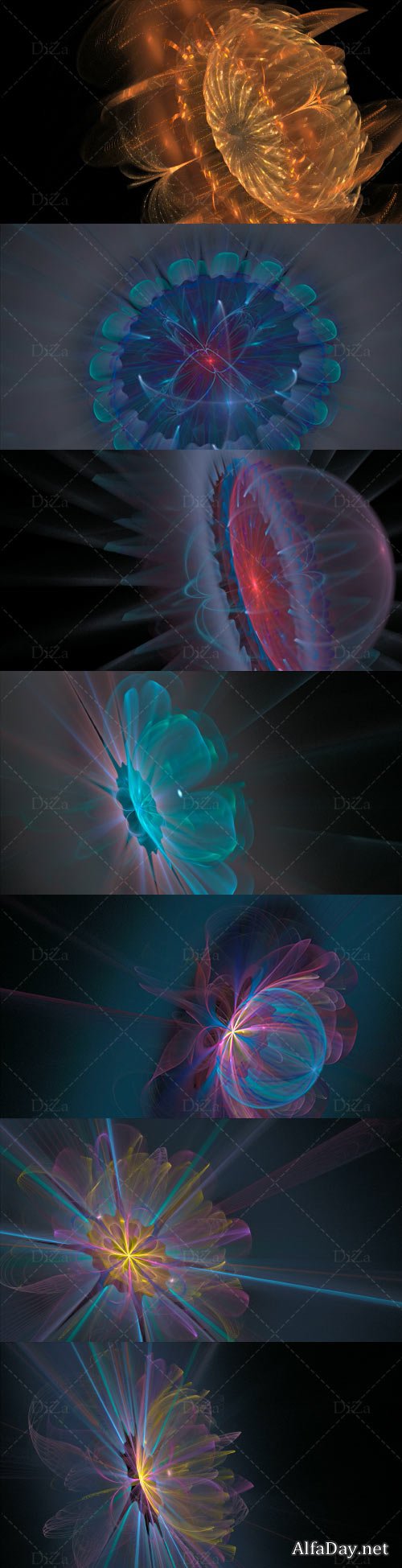 Rotating fractal flower abstraction