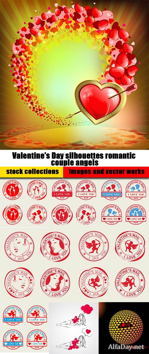 Valentine's Day silhouettes romantic couple angels