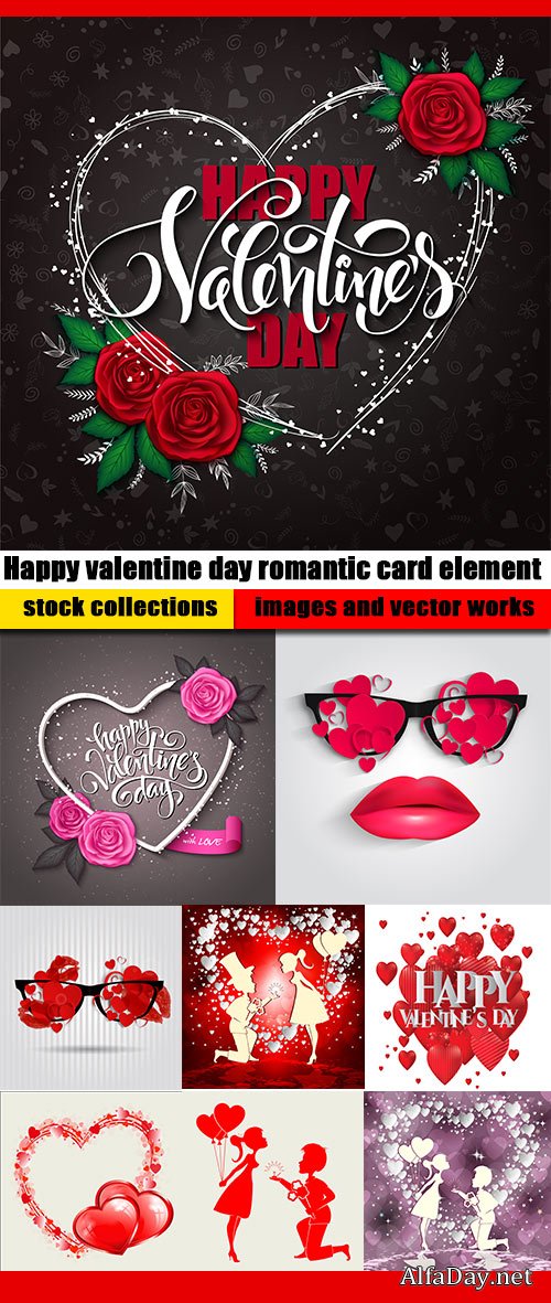 Happy valentine day romantic card element