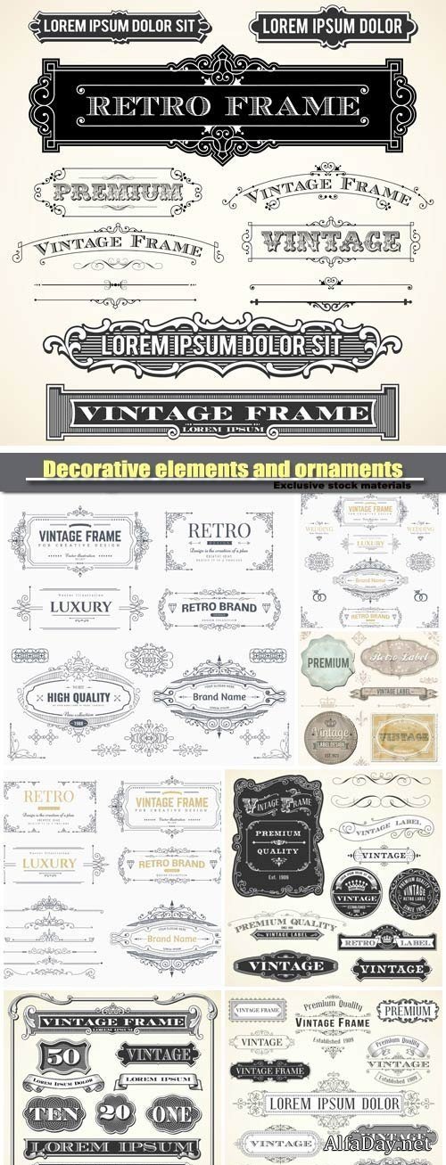 Vector decorative elements and ornaments