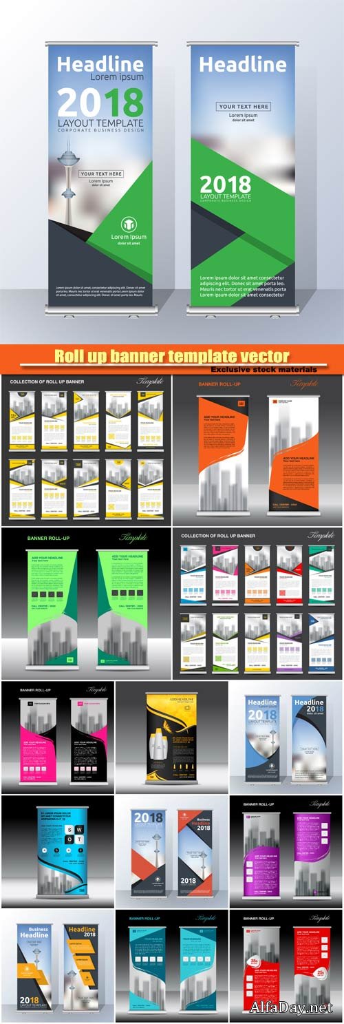 Roll up banner template vector, flyer poster