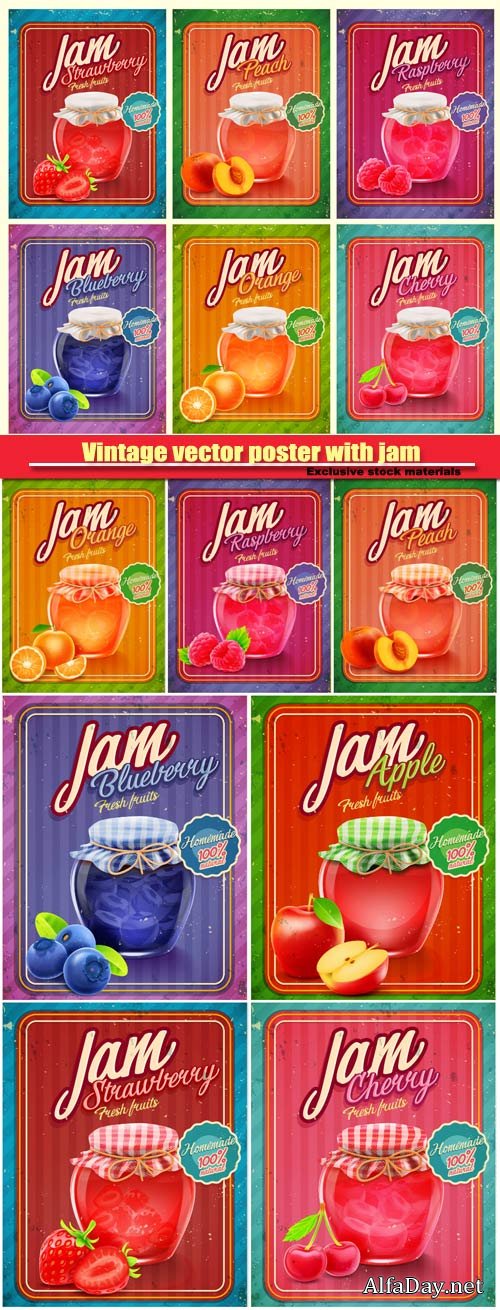 Vintage vector poster with jam