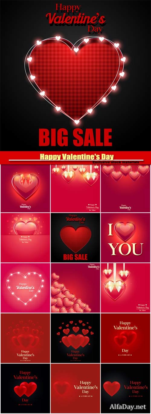 Valentines day vector, red hearts 