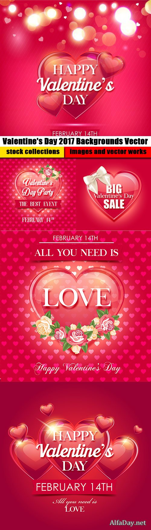 Valentine's Day 2017 Backgrounds Vector