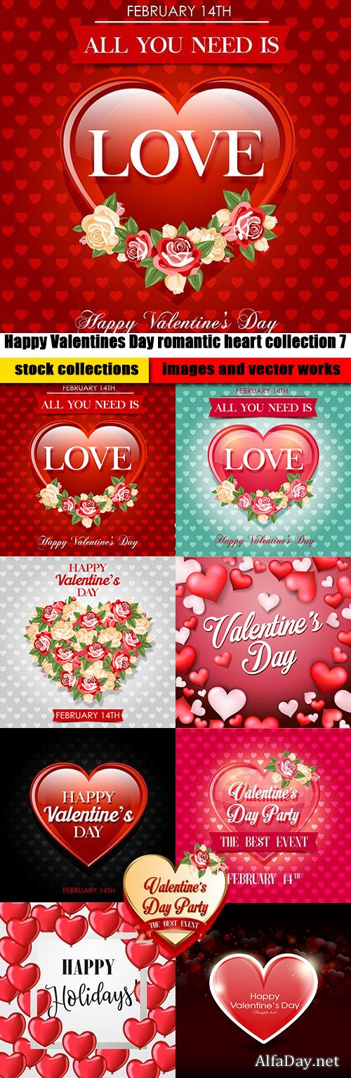 Happy Valentines Day romantic heart collection 7