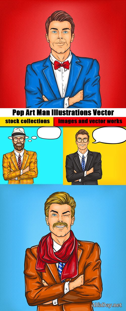 Pop Art Man Illustrations Vector