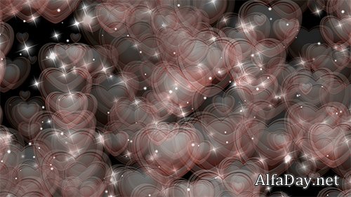 Delicate pink hearts on a black background