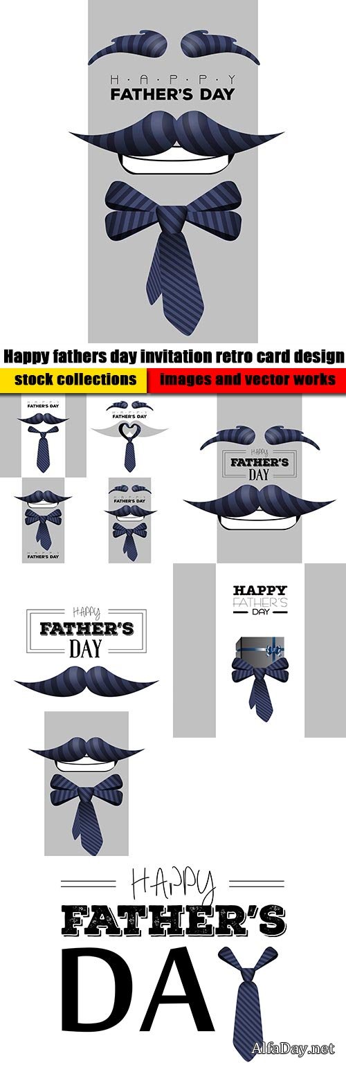 Happy fathers day invitation retro card design