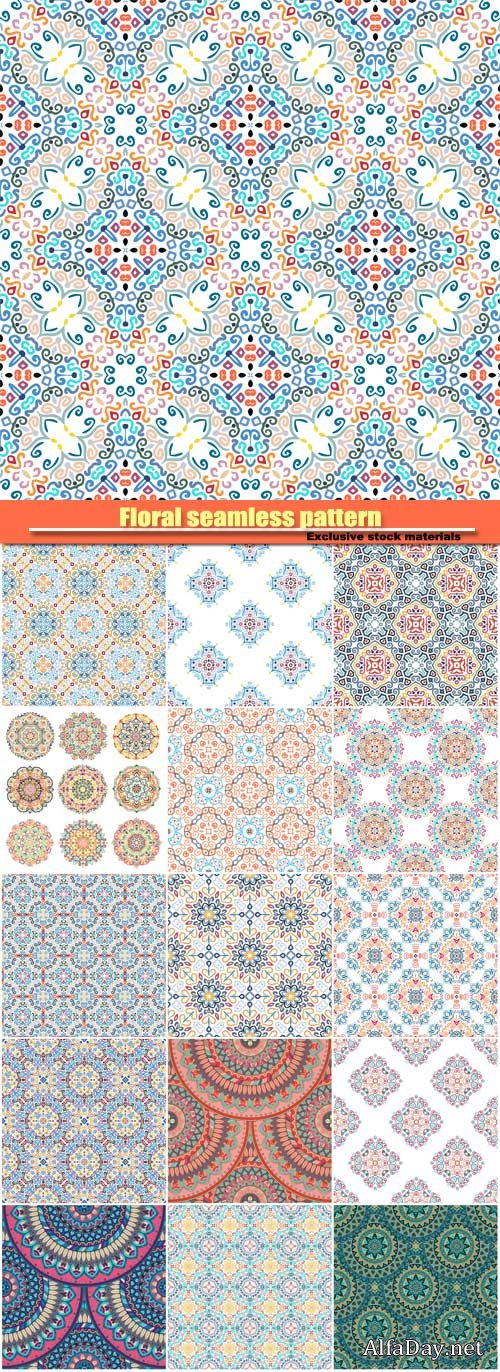 Floral seamless pattern, luxury flourish ornament