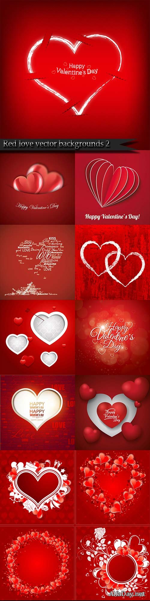 Red love vector backgrounds 2