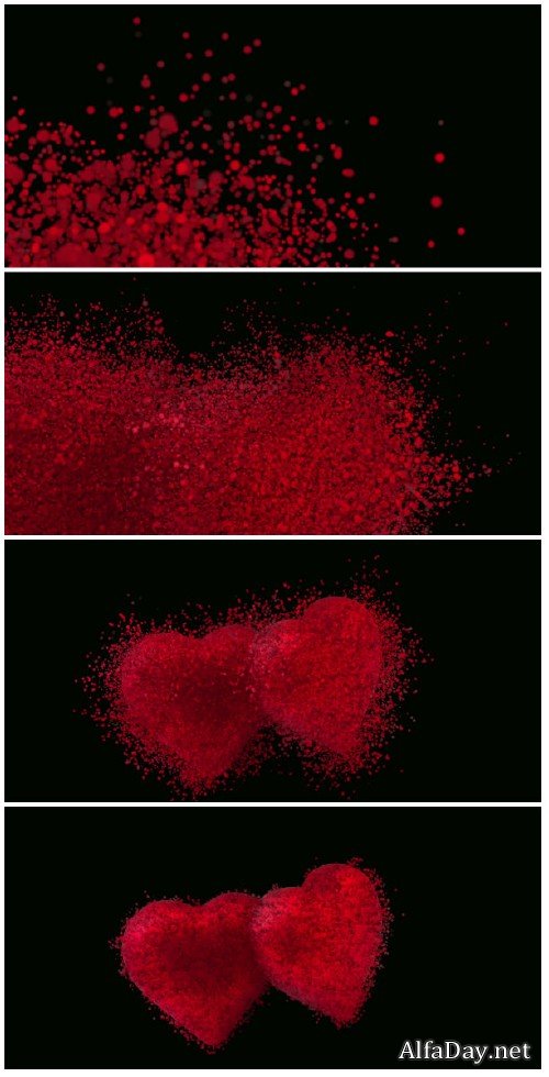 Video footage Particles of hearts with alpha channel