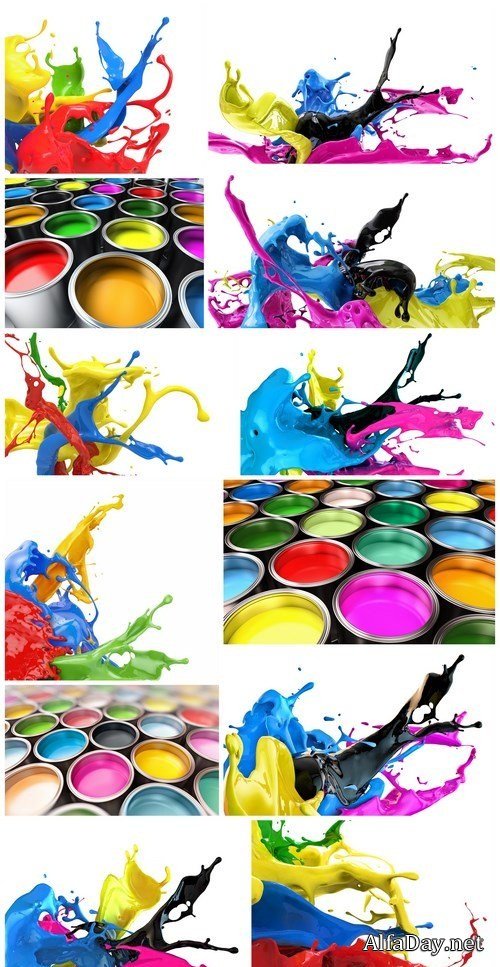 Splashing colors - Set of 12xUHQ JPEG Professional Stock Images