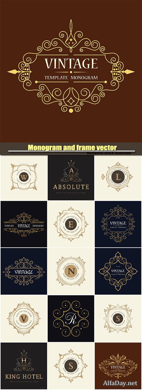 Monogram and frame vector