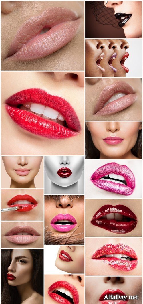Closeup Beautiful female lips with lipstick 18X JPEG