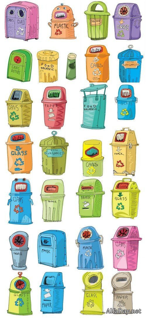 Litter bins for different waste 8X EPS