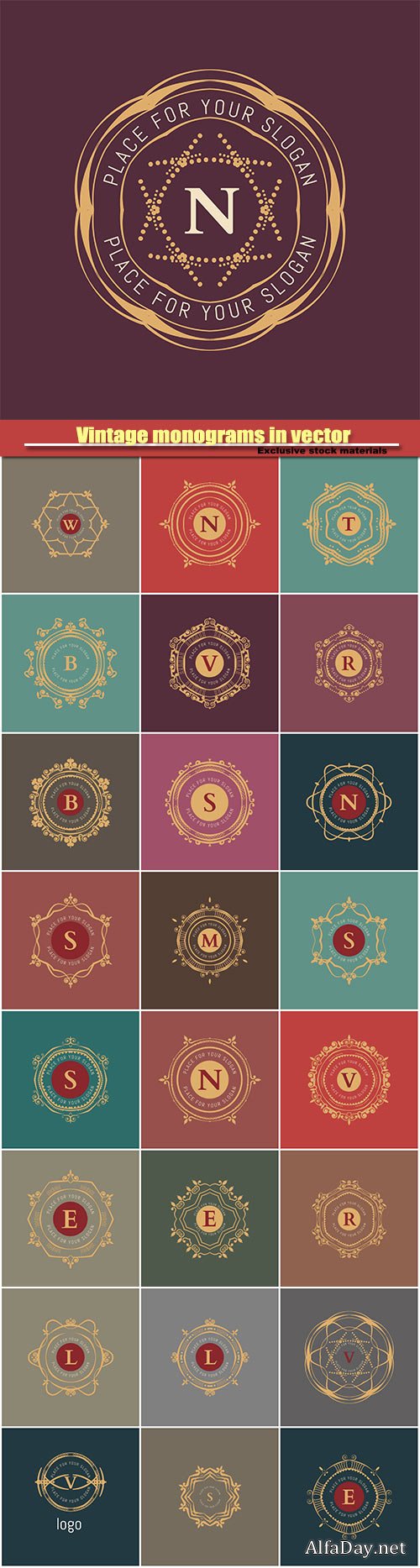 Vintage monograms in vector, logos