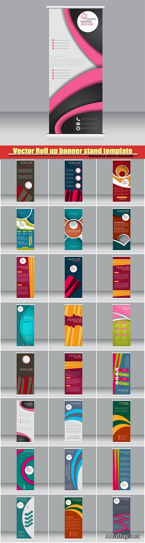 Vector Roll up banner stand template, abstract background for design, business, education, advertisement #6