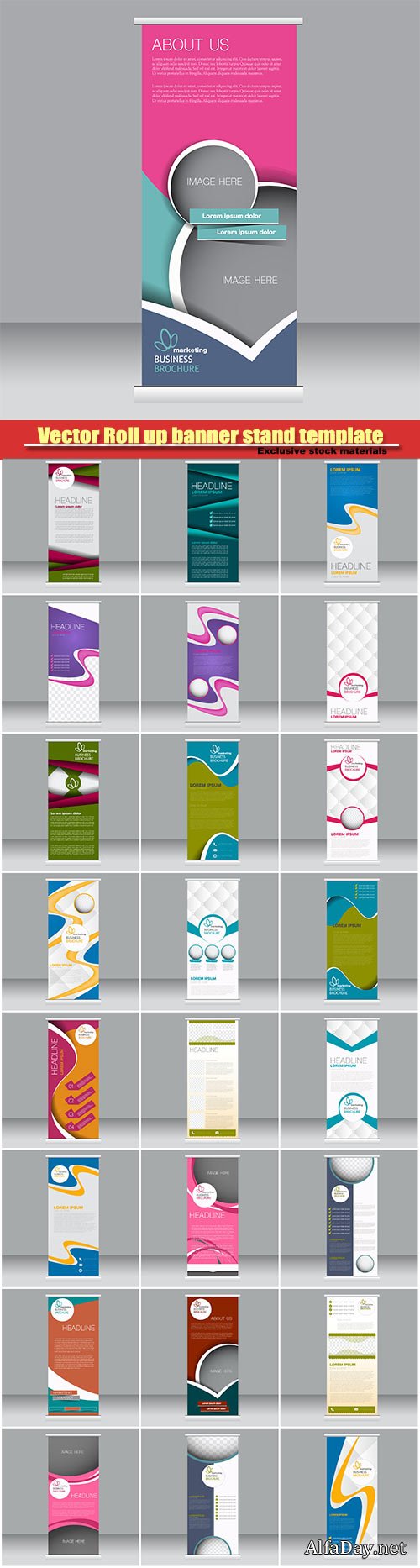 Vector Roll up banner stand template, abstract background for design, business, education, advertisement #7