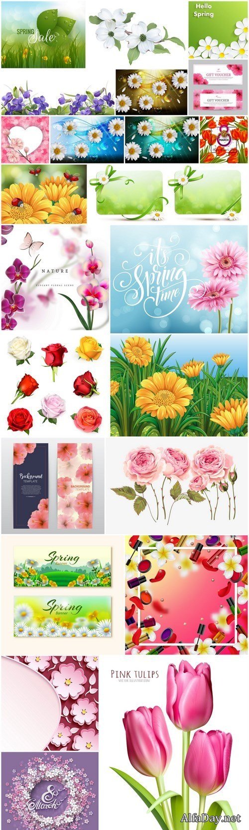 Spring Flowers Background #2 - 25 Vector
