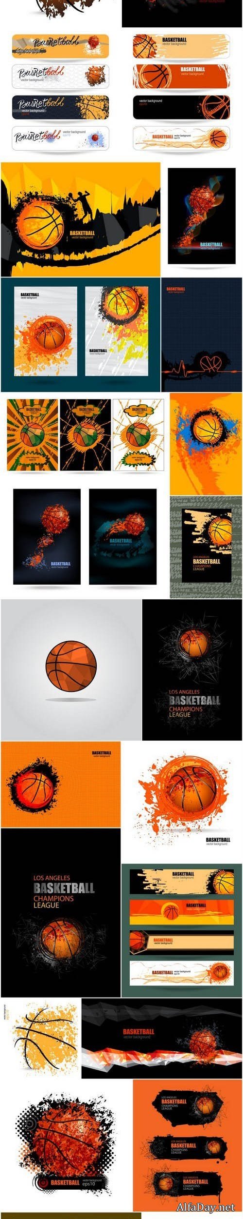 Basketbal posters, banners and elements of design - 26xEPS Professional Vector Stock