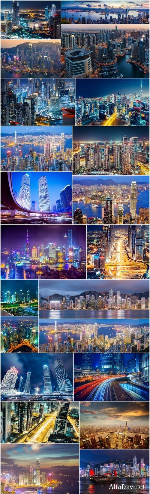 Beautiful night Shanghai, Hong Kong and Dubai 3 - Set of 24xUHQ JPEG Professional Stock Images