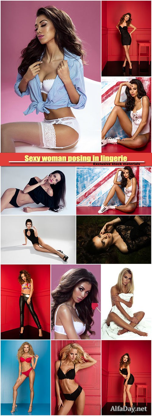 Young sexy woman posing in fashionable lingerie