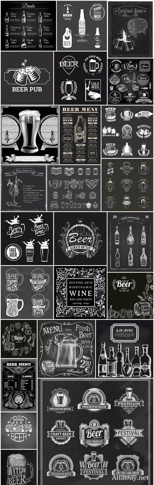 Beer Wine Whiskey Chalkboard