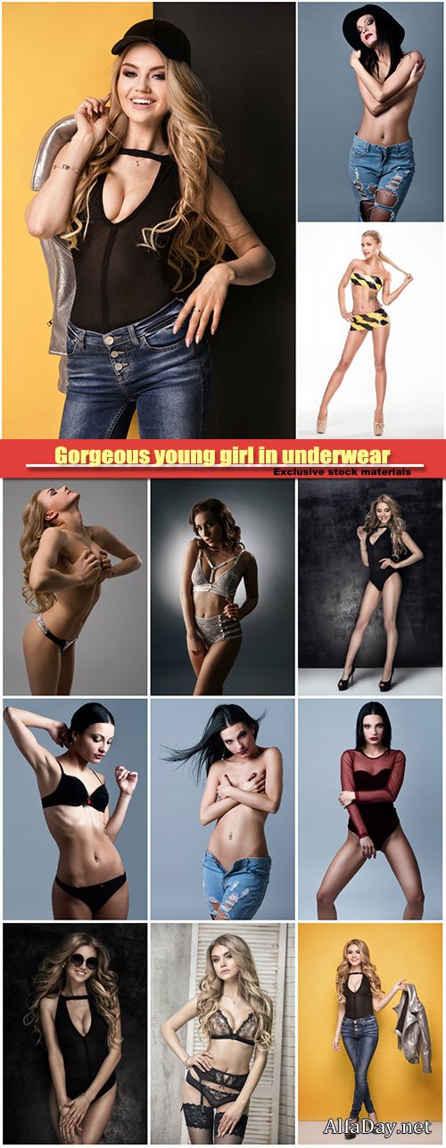 Gorgeous young girl in underwear posing in studio