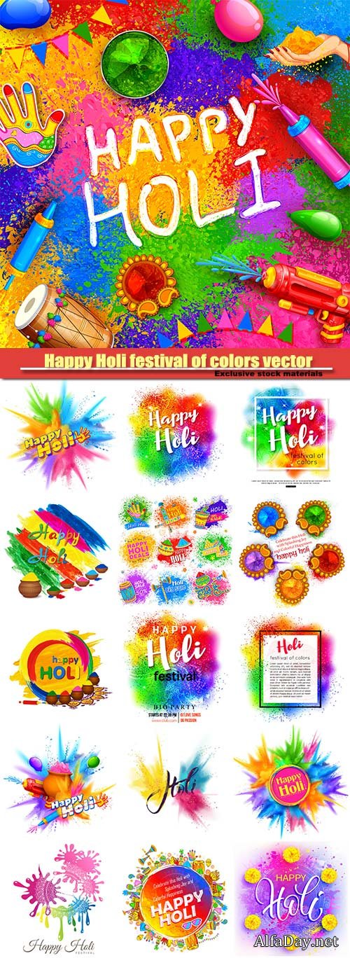 Happy Holi festival of colors vector