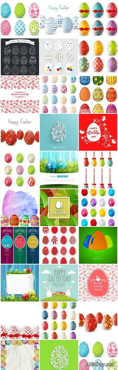 Happy Easter Easter Eggs Collection - 30 Vector