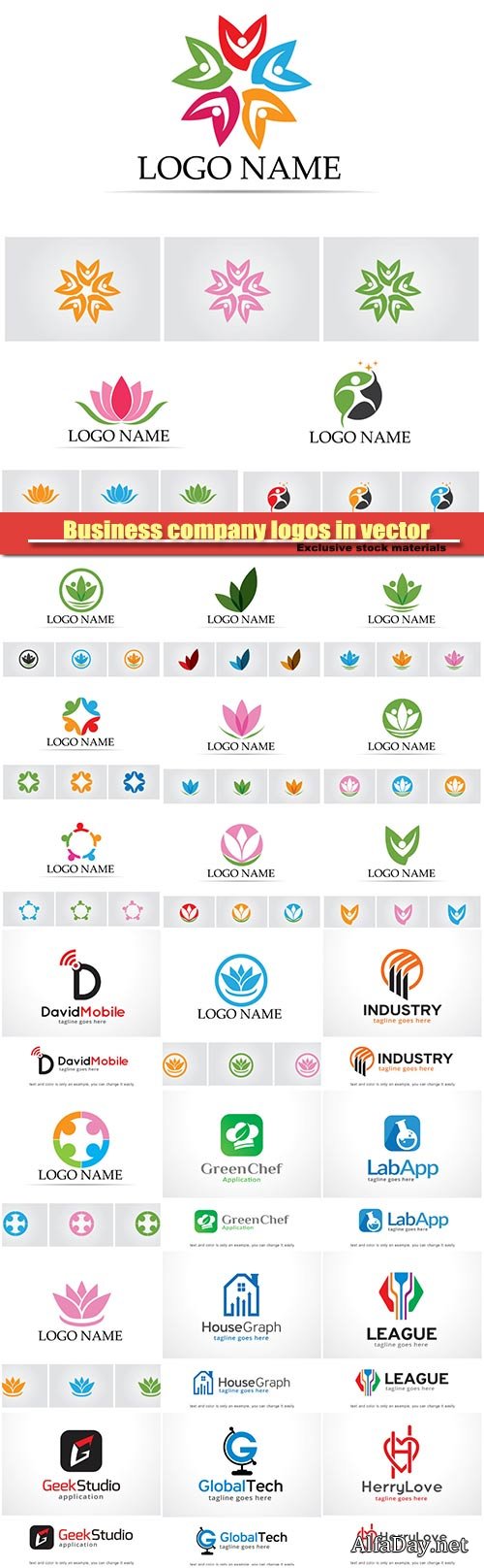 Logos business collection in vector