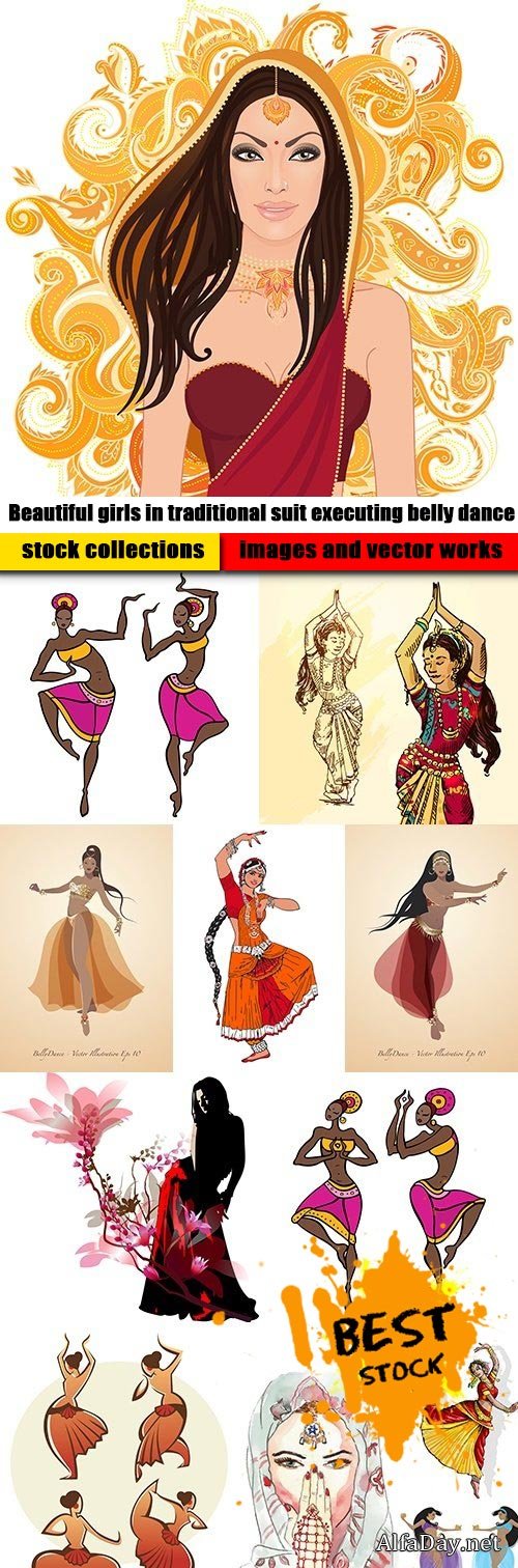 Beautiful girls in traditional suit executing belly dance